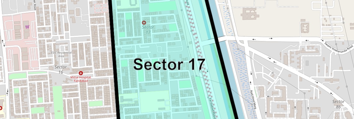 Location Map of Sector 17, Faridabad