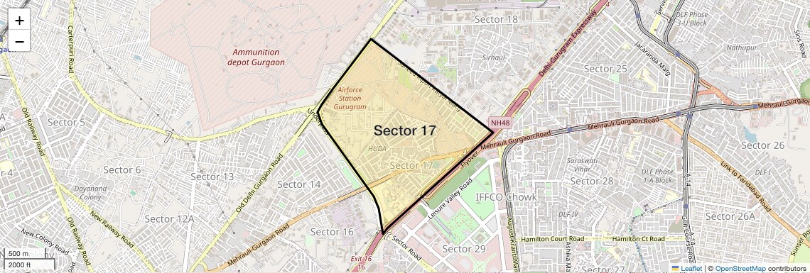 Location Map of Sector 17, Gurgaon
