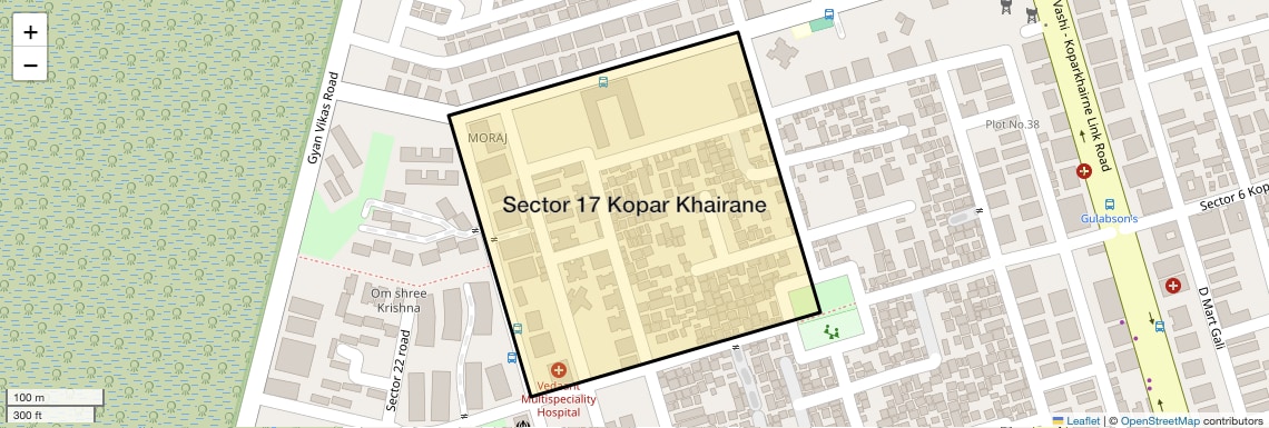 Location Map of Sector 17 Kopar Khairane, Navi Mumbai