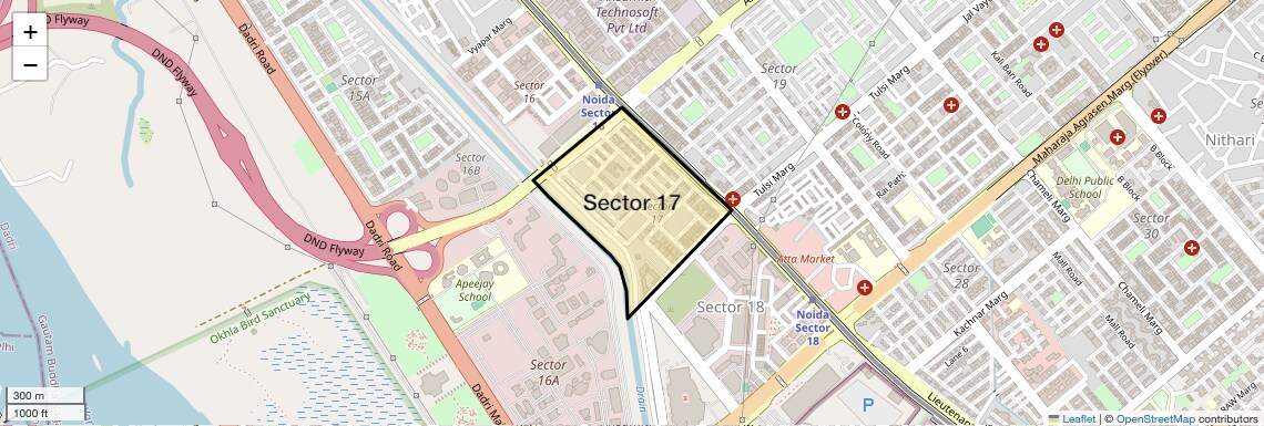 Location Map of Sector 17, Noida