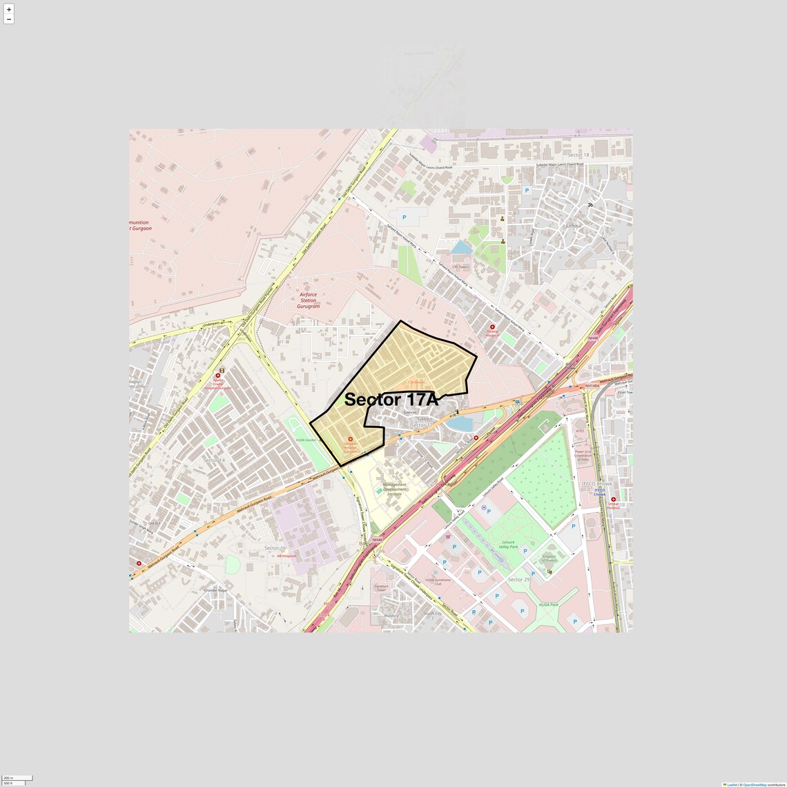 Location Map of Sector 17A, Gurgaon
