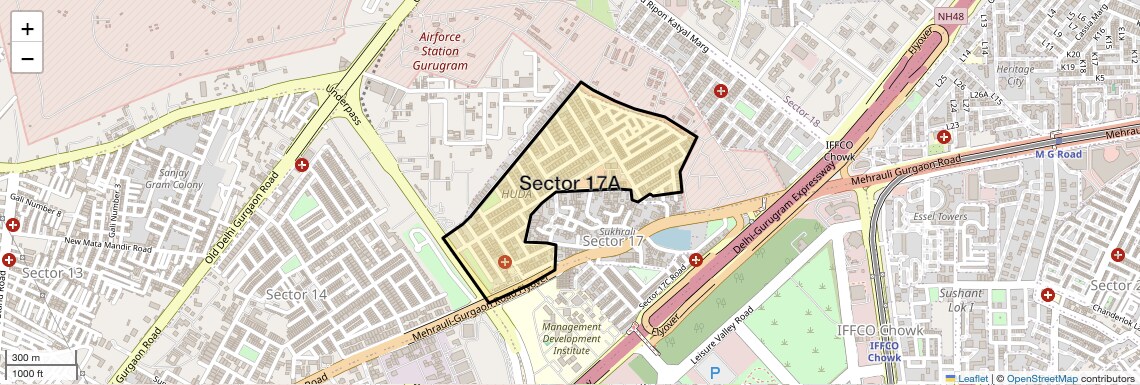 Location Map of Sector 17A, Gurgaon