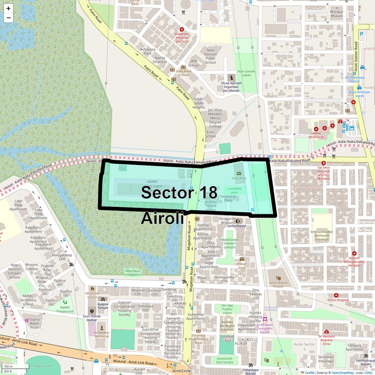 Location Map of Sector 18 Airoli