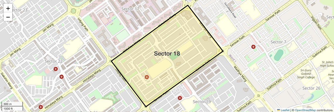 Location Map of Sector 18, Chandigarh