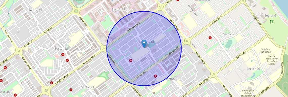 Location Map of Sector 18, Chandigarh