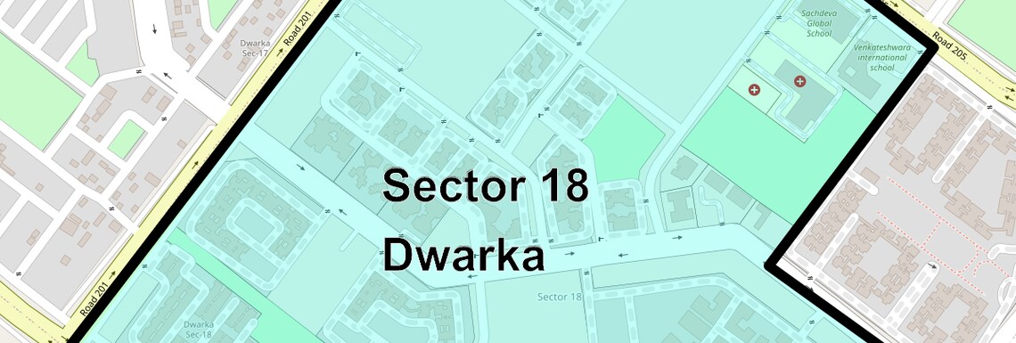 Location Map of Sector 18 Dwarka, Delhi