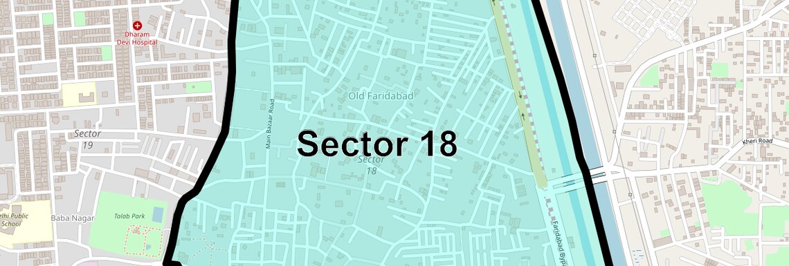 Location Map of Sector 18, Faridabad
