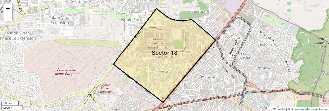 Location Map of Sector 18, Gurgaon