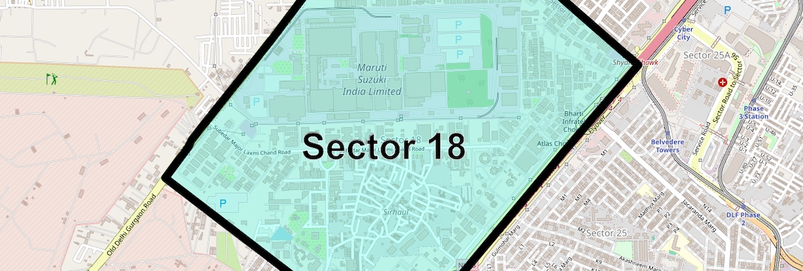 Location Map of Sector 18, Gurgaon