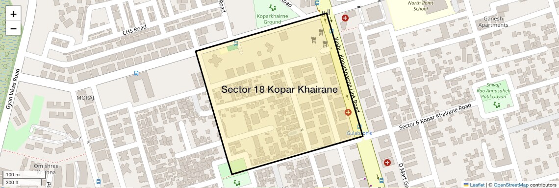 Location Map of Sector 18 Kopar Khairane, Navi Mumbai