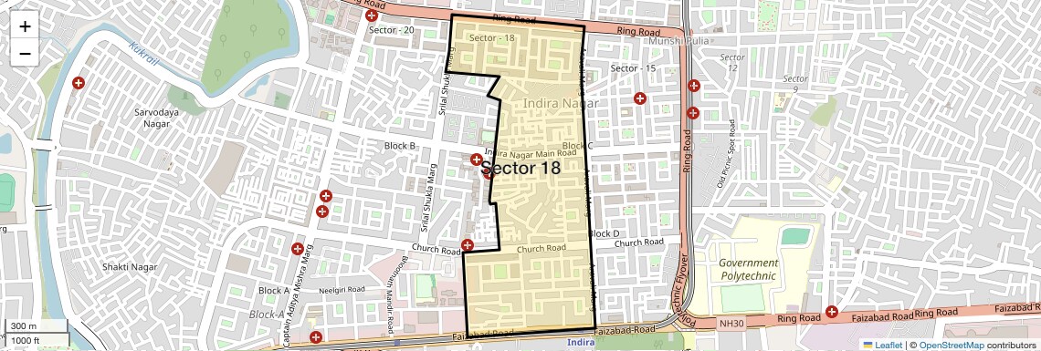 Location Map of Sector 18, Lucknow
