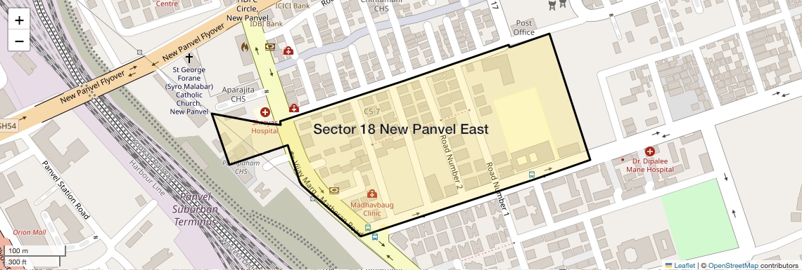 Location Map of Sector 18 New Panvel East, Navi Mumbai