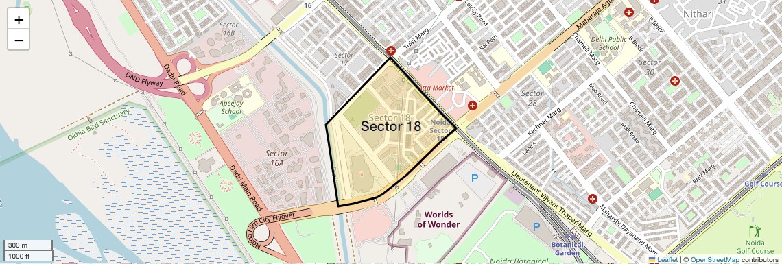 Location Map of Sector 18, Noida