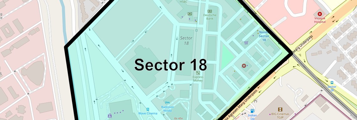 Location Map of Sector 18, Noida
