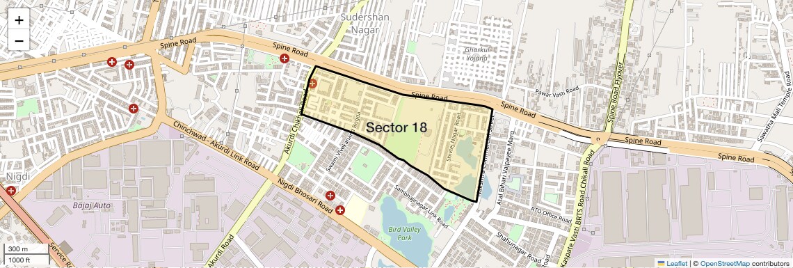 Location Map of Sector 18, Pune