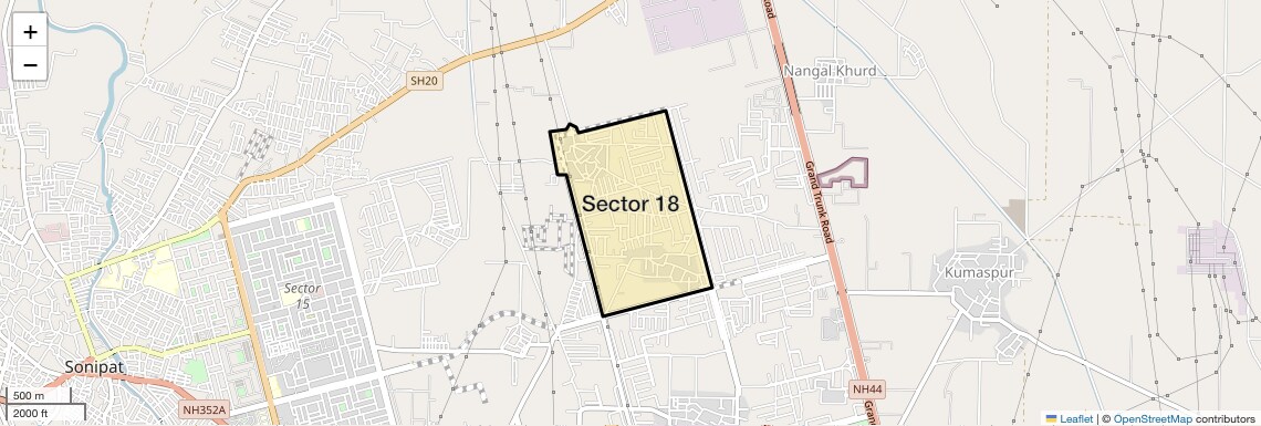Location Map of Sector 18, Sonipat