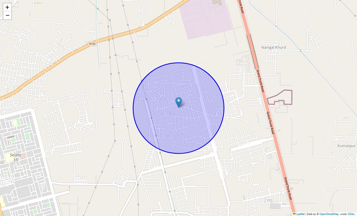 Location Map of Sector 18, Sonipat
