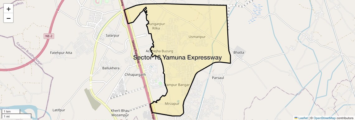 Location Map of Sector 18 Yamuna Expressway, Greater Noida