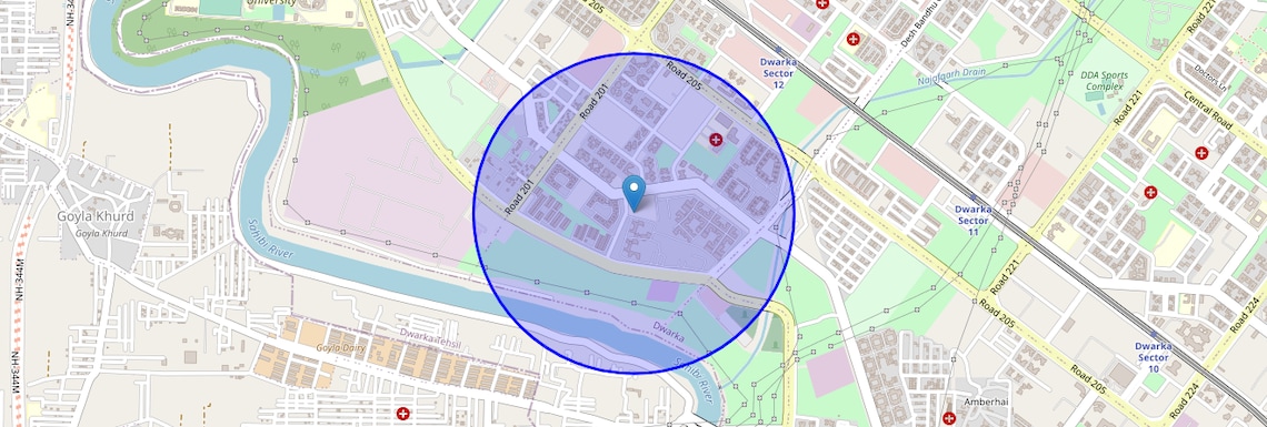 Location Map of Sector 18a Dwarka, Delhi