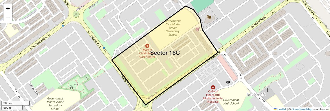 Location Map of Sector 18C, Chandigarh