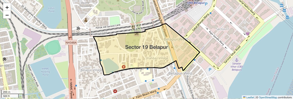 Location Map of Sector 19 Belapur, Navi Mumbai