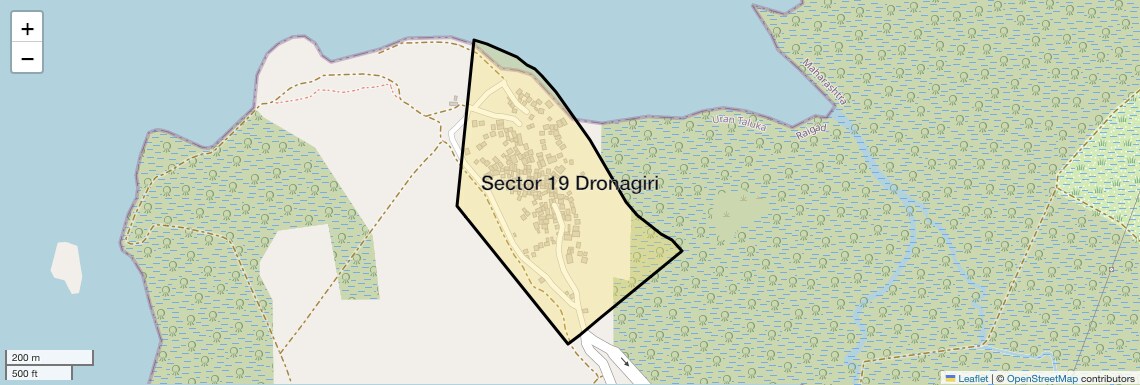 Location Map of Sector 19 Dronagiri, Navi Mumbai