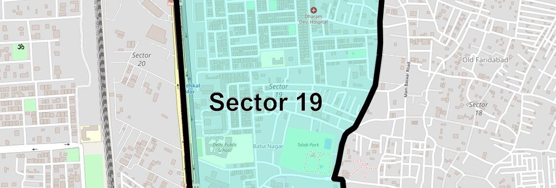 Location Map of Sector 19, Faridabad