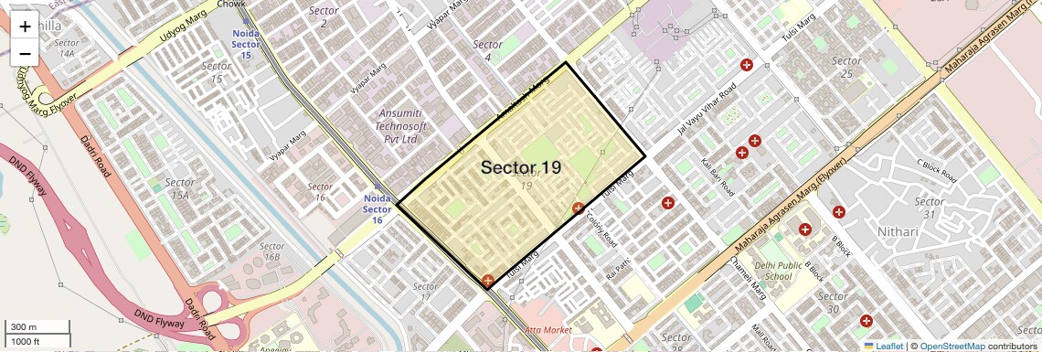 Location Map of Sector 19, Noida