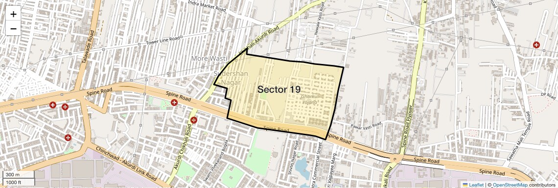 Location Map of Sector 19, Pune