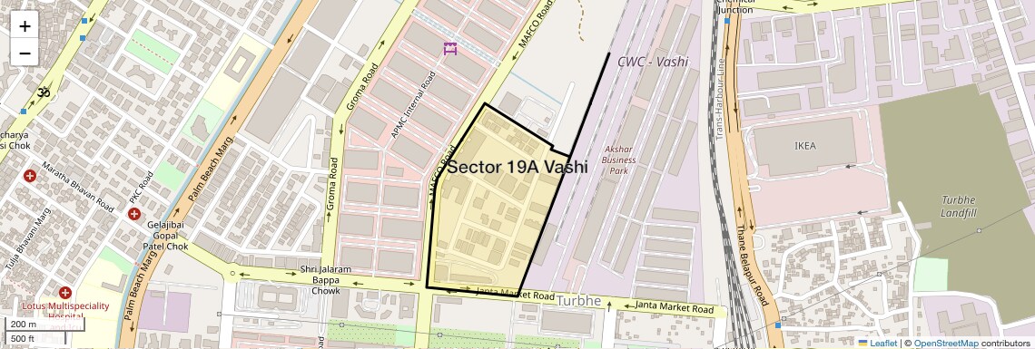 Location Map of Sector 19A Vashi, Navi Mumbai