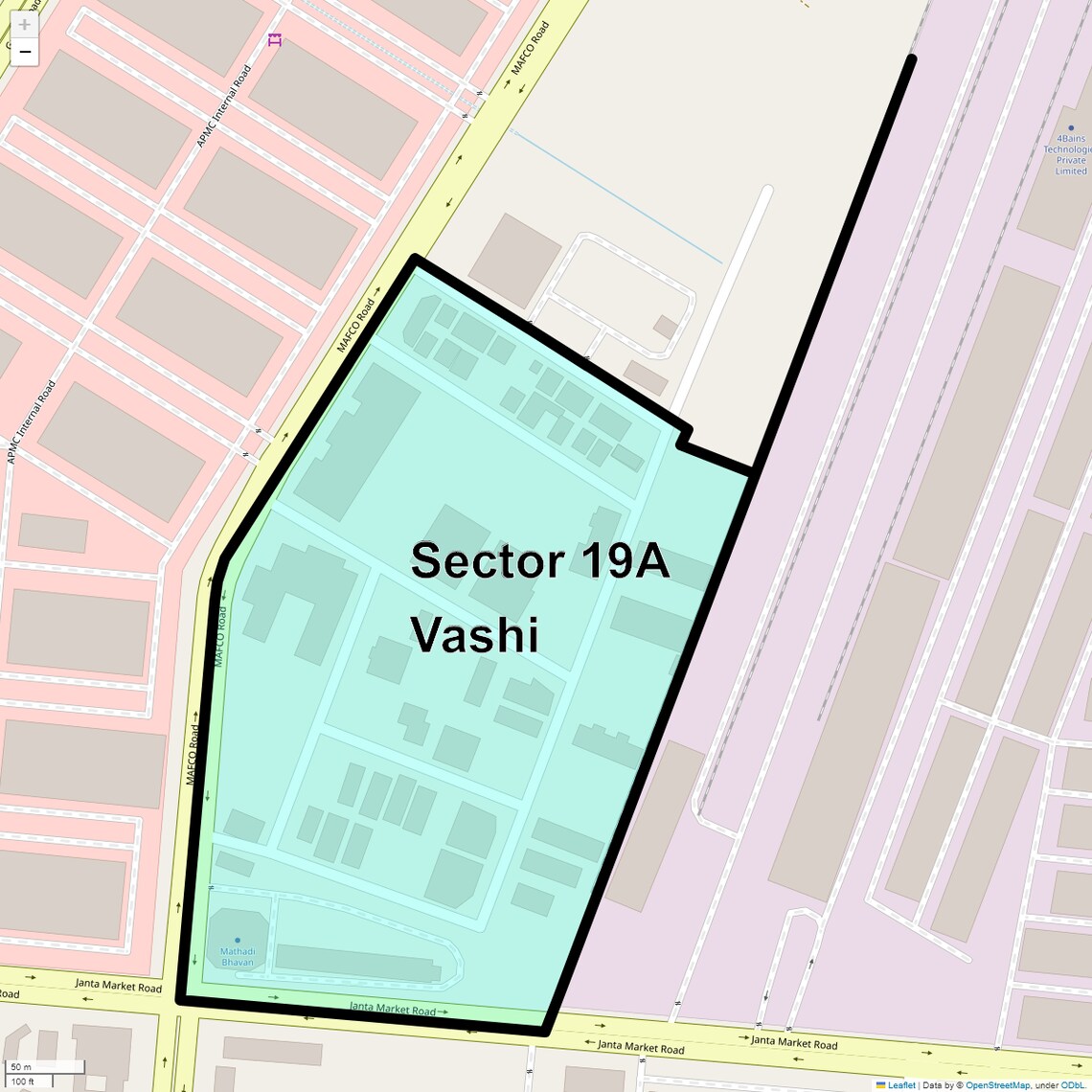 Location Map of Sector 19A Vashi, Navi Mumbai