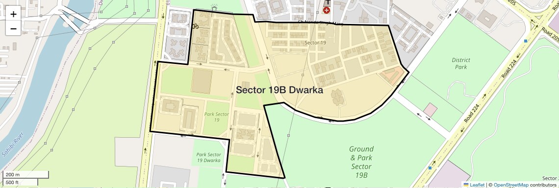Location Map of Sector 19B Dwarka, Delhi