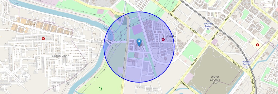 Location Map of Sector 19B Dwarka, Delhi