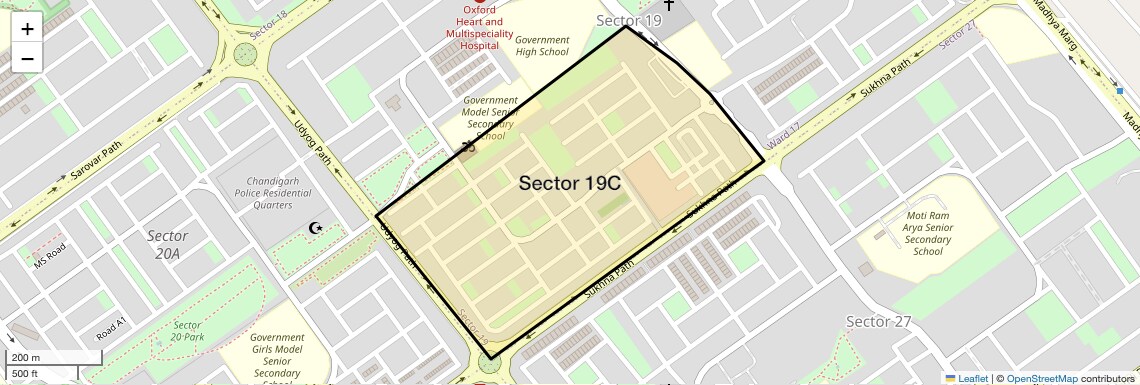 Location Map of Sector 19C, Chandigarh