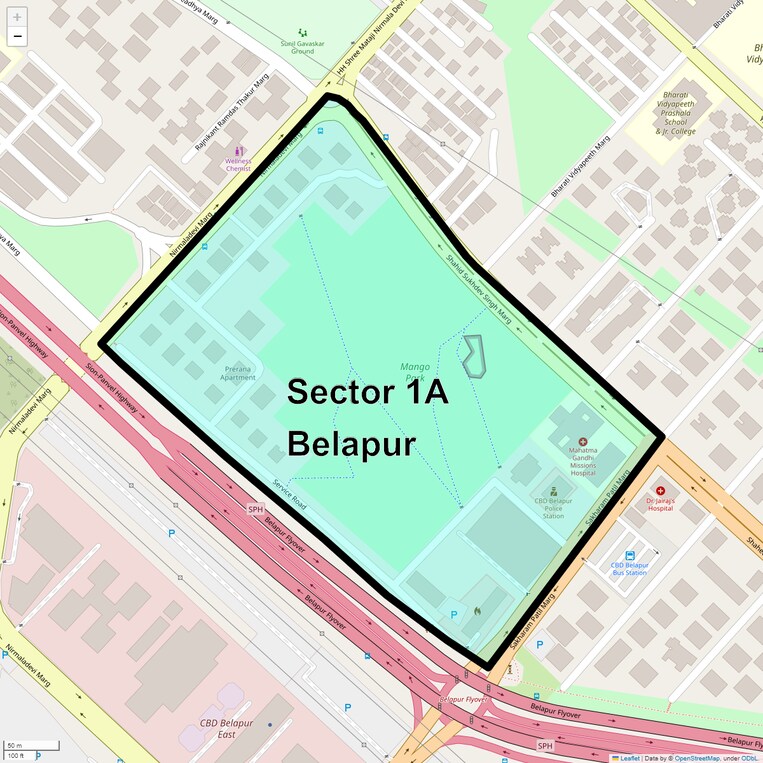 Location Map of Sector 1a Belapur
