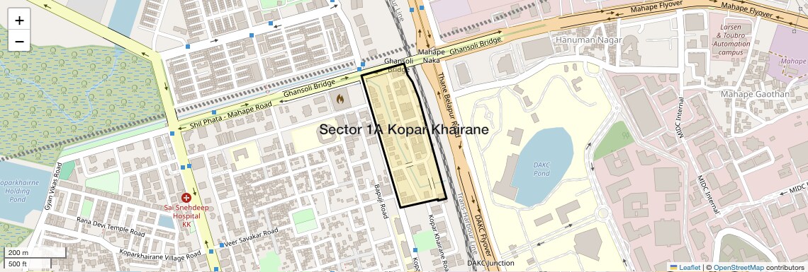 Location Map of Sector 1A Kopar Khairane, Navi Mumbai