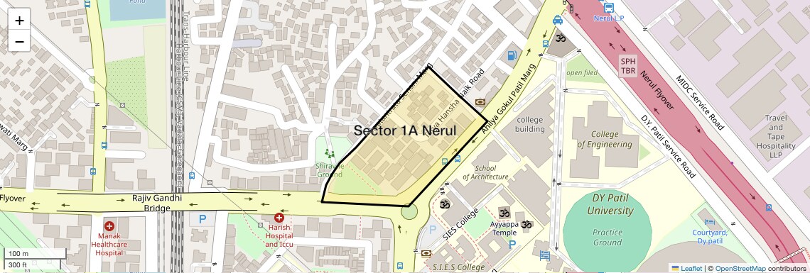 Location Map of Sector 1A Nerul, Navi Mumbai