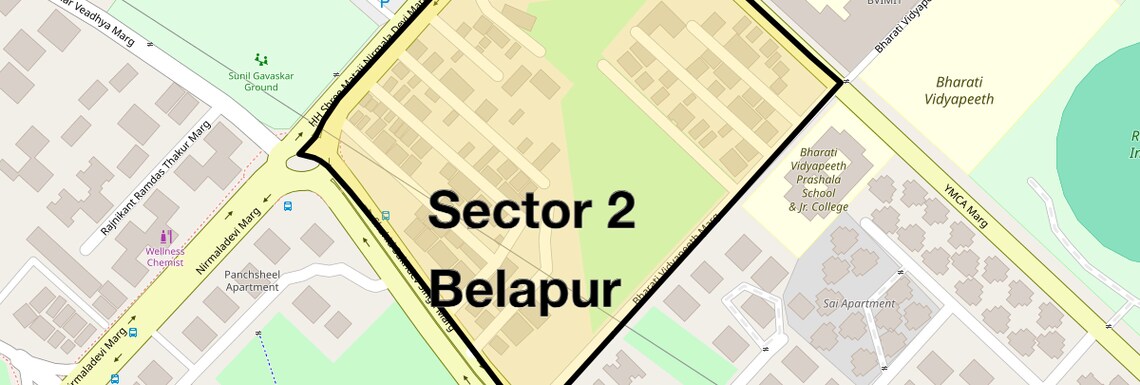 Location Map of Sector 2 Belapur, Navi Mumbai