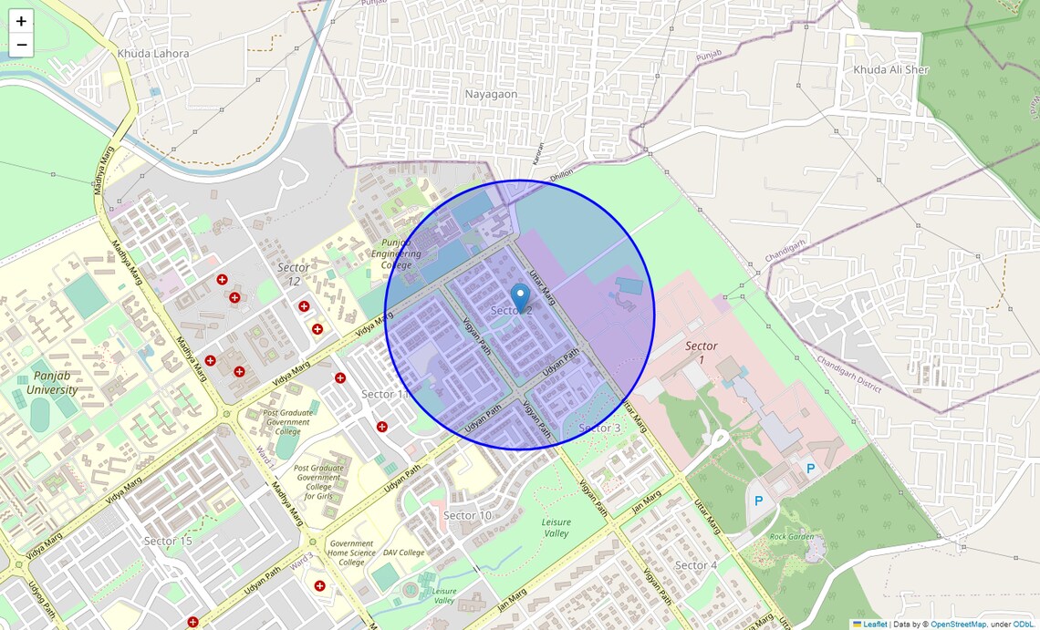 Location Map of Sector 2, Chandigarh