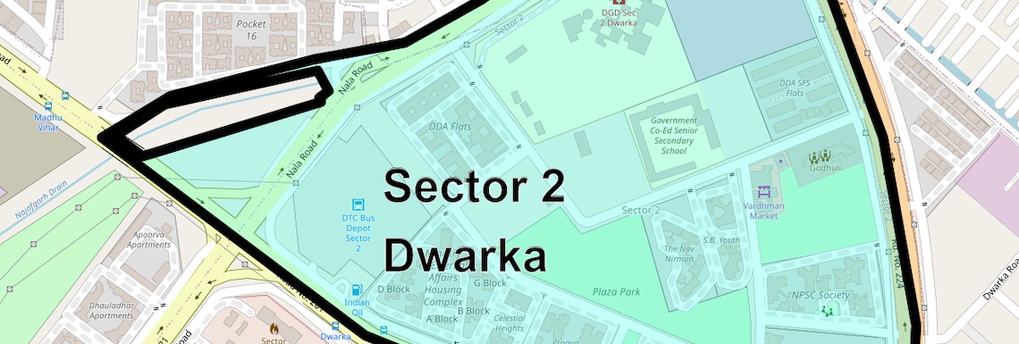 Location Map of Sector 2 Dwarka, Delhi