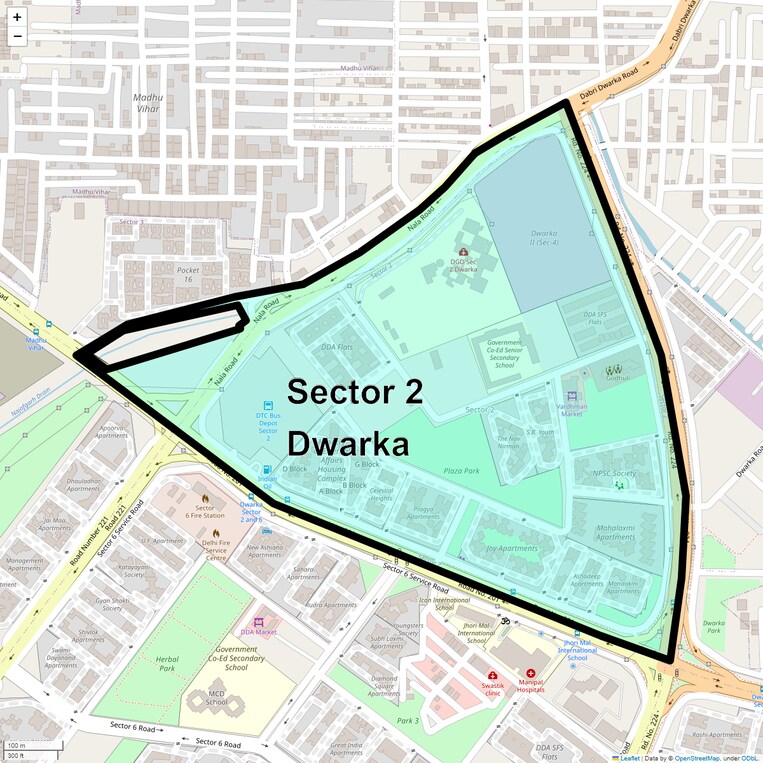 Location Map of Sector 2 Dwarka