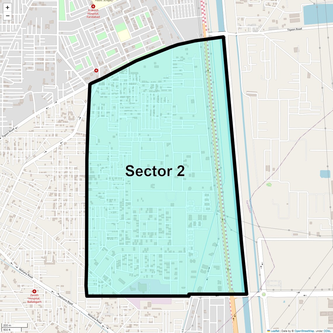 Location Map of Sector 2, Faridabad