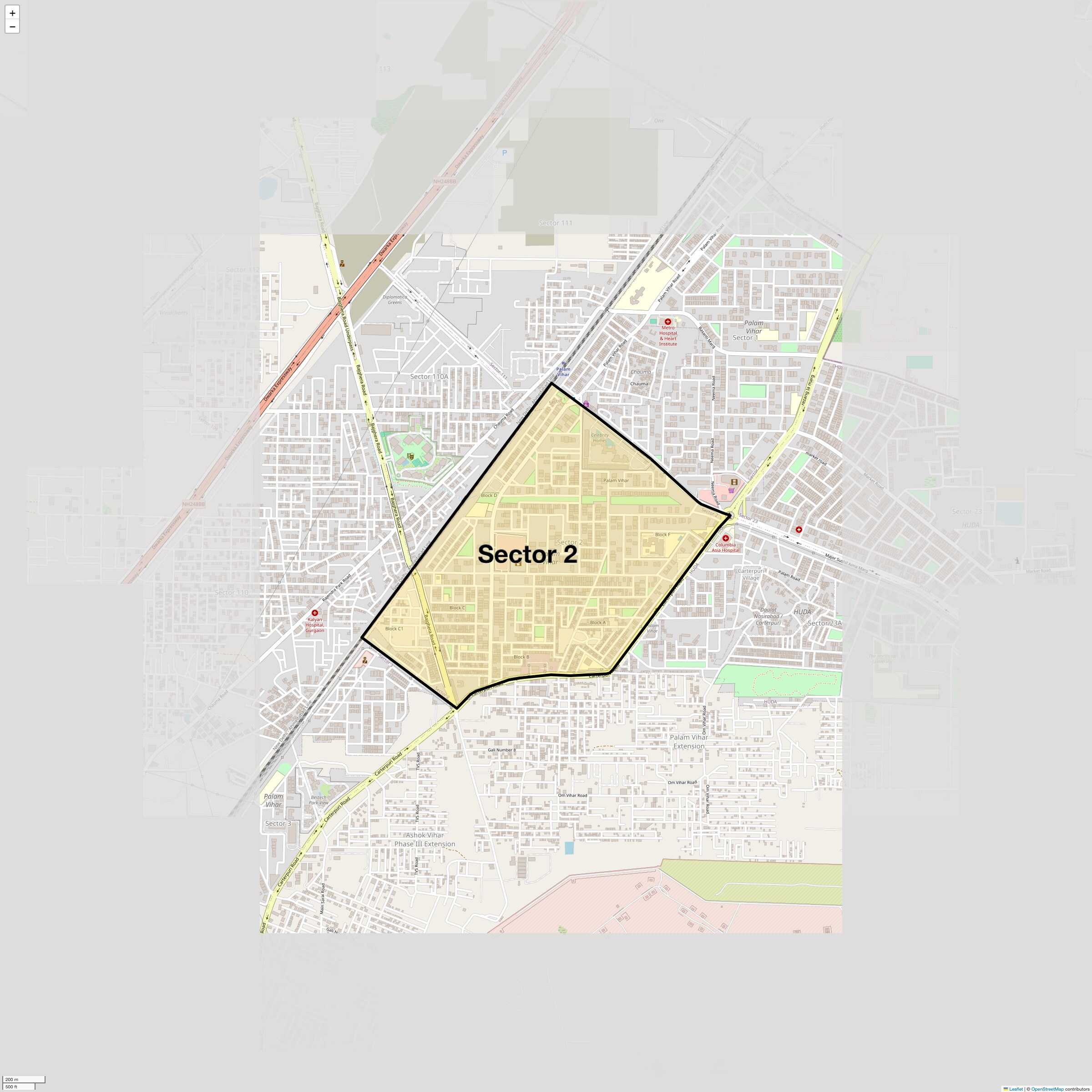 Location Map of Sector 2, Gurgaon