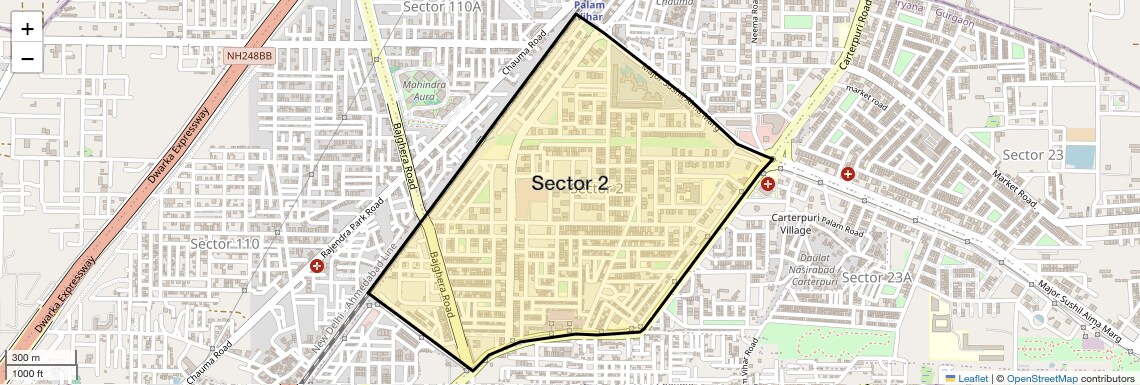 Location Map of Sector 2, Gurgaon