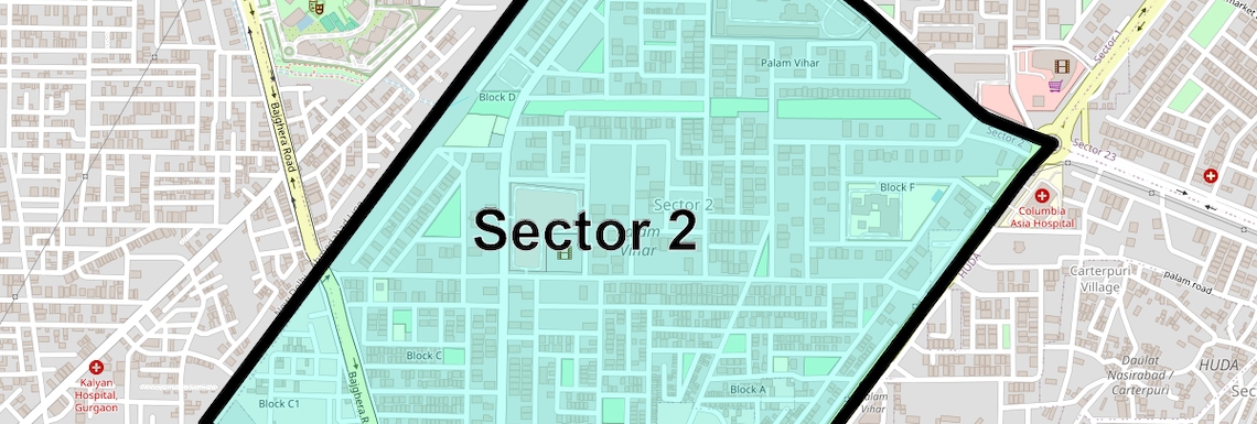 Location Map of Sector 2, Gurgaon