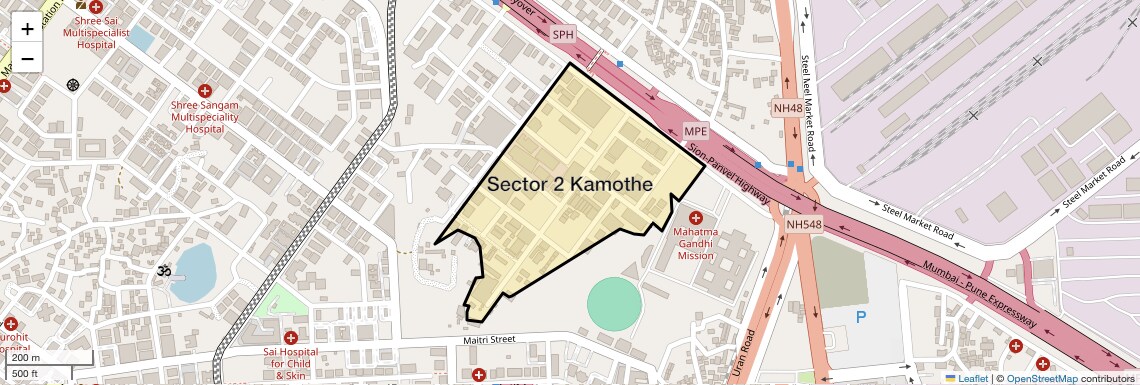 Location Map of Sector 2 Kamothe, Navi Mumbai