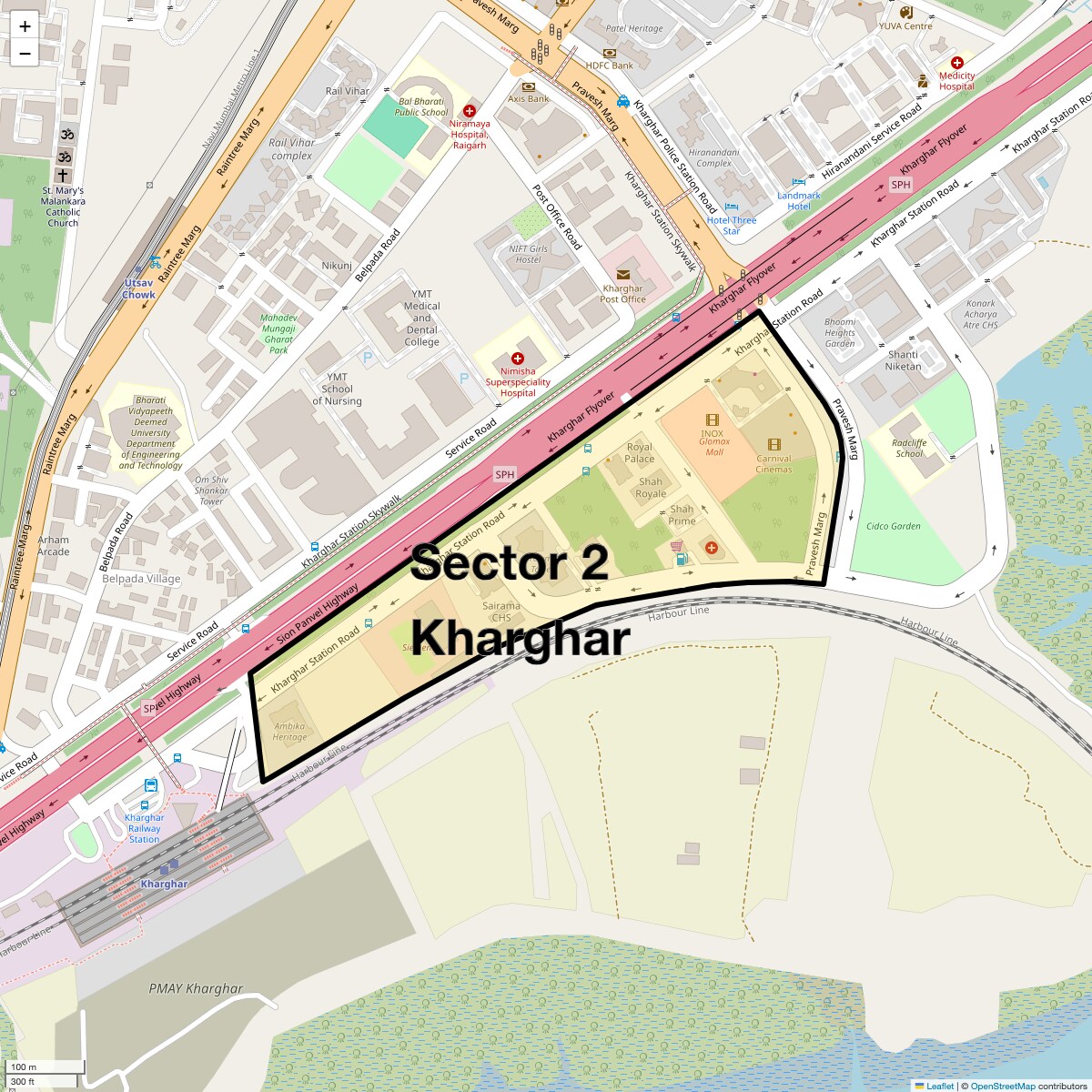 Location Map of Sector 2 Kharghar, Navi Mumbai