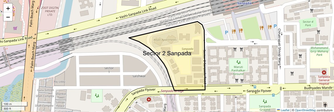 Location Map of Sector 2 Sanpada, Navi Mumbai