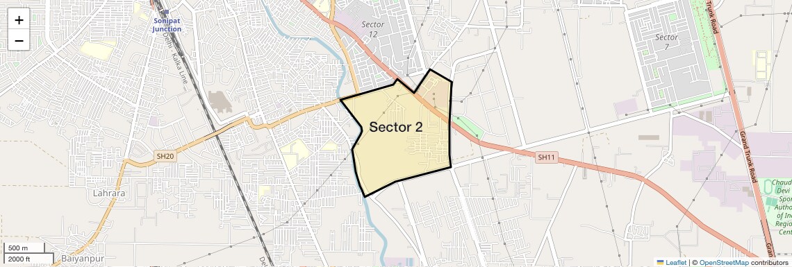 Location Map of Sector 2, Sonipat