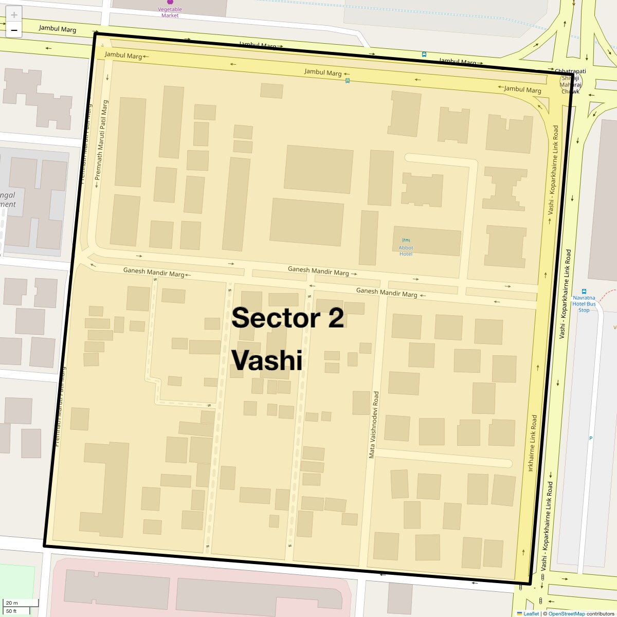 Location Map of Sector 2 Vashi, Navi Mumbai
